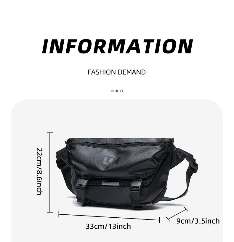 Ins Korean Style Men Waterproof Magnetic Buckle Crossbody Messenger Bag Daily Outdoor Travel Cycling iPad Camera Shoulder Bag