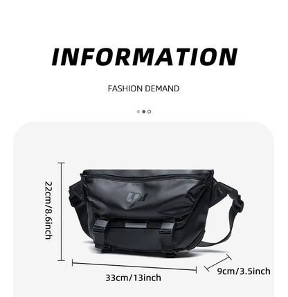 Ins Korean Style Men Waterproof Magnetic Buckle Crossbody Messenger Bag Daily Outdoor Travel Cycling iPad Camera Shoulder Bag