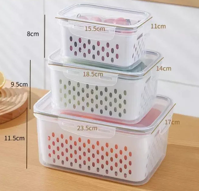 Fruit Storage Containers for Fridge Produce Containers with Removable Fruit Washing Bowl with Strainer for Salad Berry Lettuce RELUX.STORE