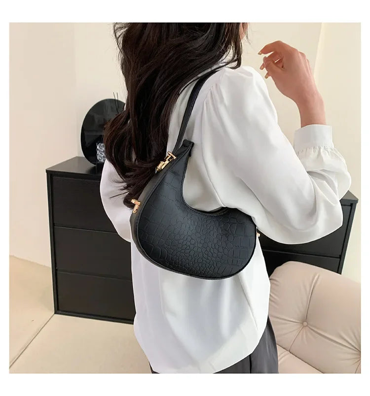 Fashion Luxury Design PU Leather Shoulder Bag Women Small Clutch Handbag Purse Female Underarm Bag Travel Totes shoulder bag RELUX.STORE