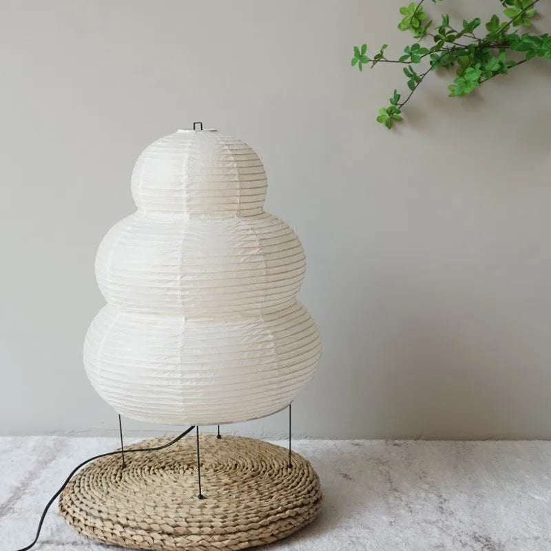 Japanese Design Akari Noguchi Yong Table Lamp White Rice Paper Decorative Desk Lights for Bedroom Living/Dining Room Study Loft