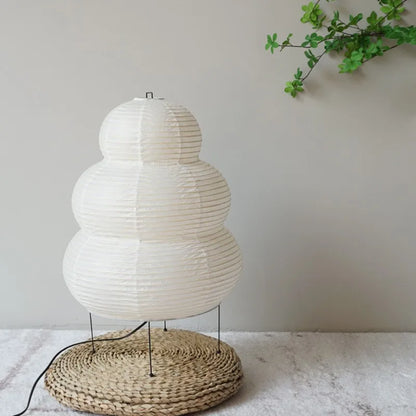 Japanese Design Akari Noguchi Yong Table Lamp White Rice Paper Decorative Desk Lights for Bedroom Living/Dining Room Study Loft