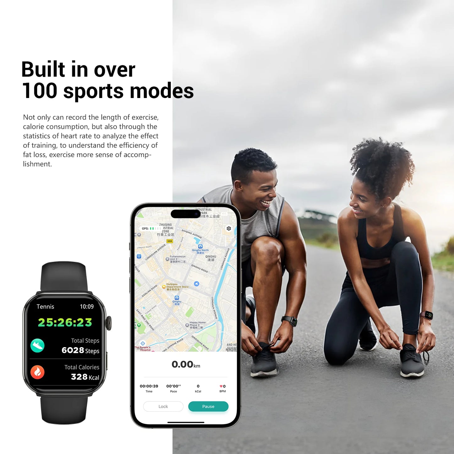 2025 Blackview R60 Bluetooth Call Smartwatch for Men Women 1.96'' AMOLED HD Screen Blood Oxygen Health Monitoring Fitness Watch