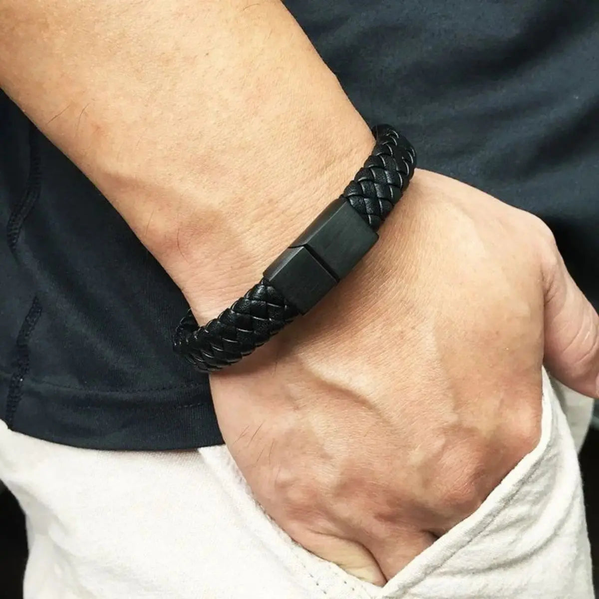 Retro Men's Leather Open Bangle, Simple Multi-Size Woven Leather Hand Rope, Outdoor Sports Gift RELUX.STORE