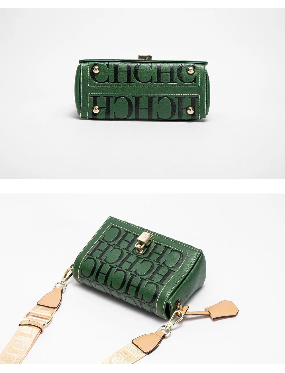 Fashion Design Model Metal Accessories Buckle Women's Shoulder Bag Luxury Brand 2025 Fashion Solid Colour Printed Head Bag RELUX.STORE