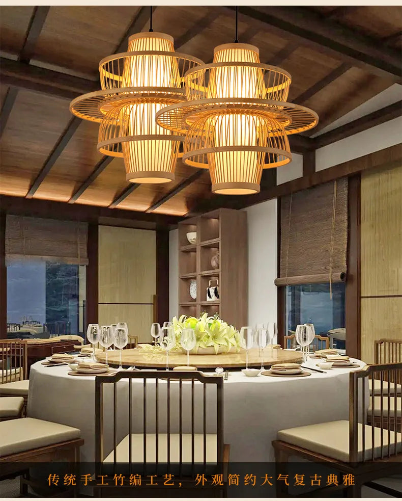 Neo-Chinese Style Handmade Bamboo Chandeliers-Modern Retro Lighting for  Restaurants Hot Pot Tea Rooms B&Bs