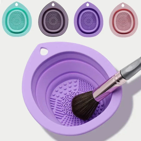 Silicone Makeup Brush Cleaner Folding Powder Puff Cleaning Bowl Eyeshadow Brushes Washing Soft Mat Beauty Tools Scrubber Box RELUX.STORE