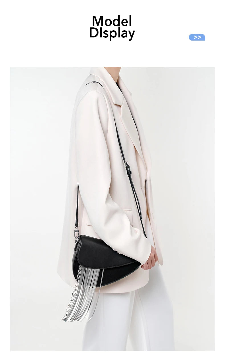 BAFELLI 2025 NEW LUXURY WOMAN BAGS LEATHER STYLISH INDIVIDUALITY FASHION TASSELS PURSE SHOULDER CROSSBODY HANDBAGS FEMALE SADDLE RELUX.STORE