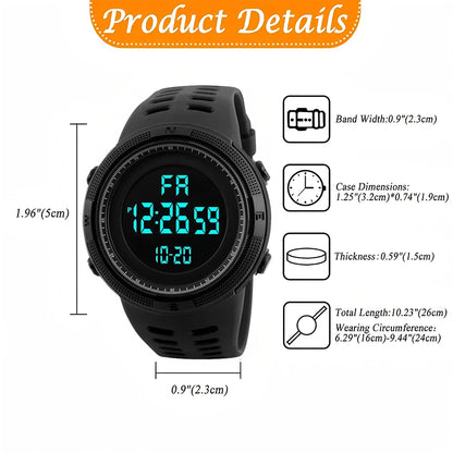 Men's sports watch, outdoor mountaineering and running digital countdown electronic men's watch, student's first choice LED cloc