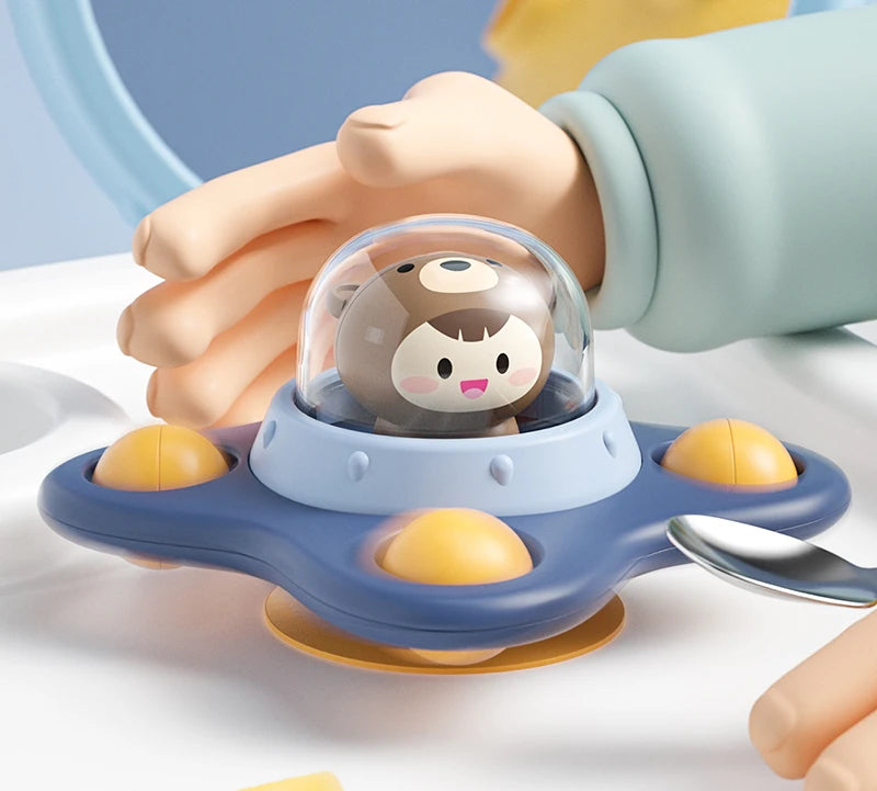 Baby Montessoris Spin Cup Top Bath Toys Bathing Sucker Spinner Suction Sensory Toy Rotating Rattles Early Educational Fidget Toy
