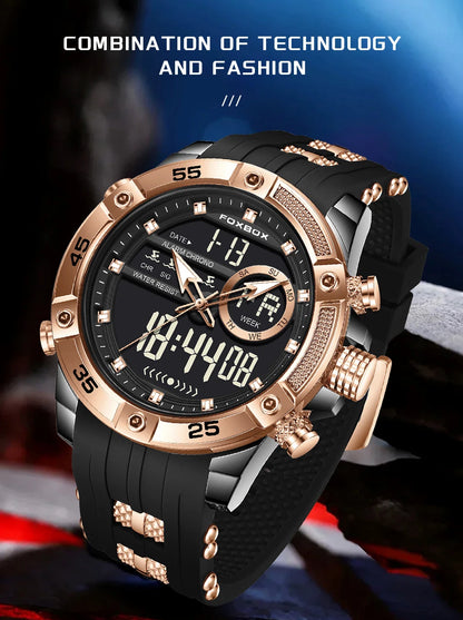 New Original FOXOBOX Brand Luxury Men Watch Military Analog Digital Watches For Men Fashion Sport Waterproof Quartz Chronograph