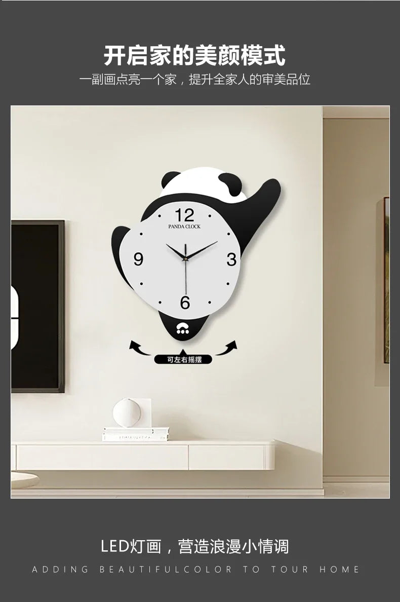 Panda Glowing Swinging Wall Clock HOT SALES