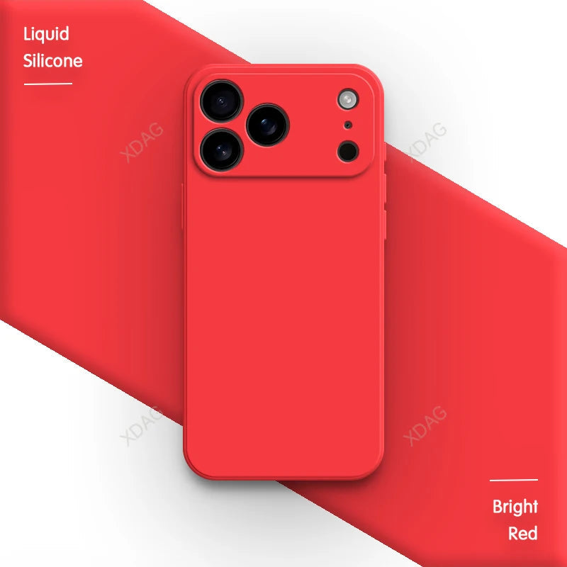 Liquid Silicone Original Phone Case for iPhone 17 Pro Max Air 17Pro 17Max 5G Straight Edge Lens Protection Soft Basic Back Cover RELUX.STORE