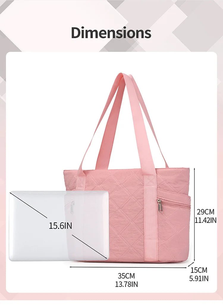 Ladies' Handbag, Cotton Plaid Tote Bag, Quilted and Filled Yoga Fitness Bag, Travel Commuter Shoulder Bag