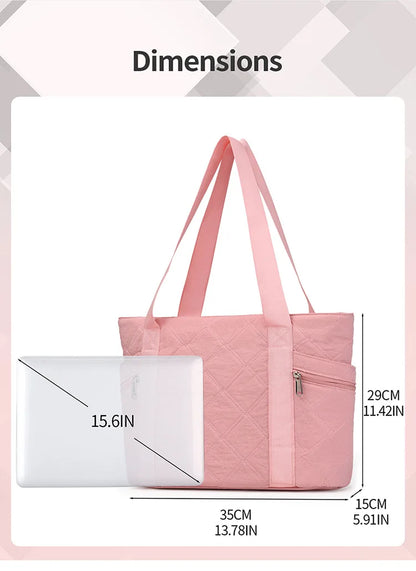 Ladies' Handbag, Cotton Plaid Tote Bag, Quilted and Filled Yoga Fitness Bag, Travel Commuter Shoulder Bag