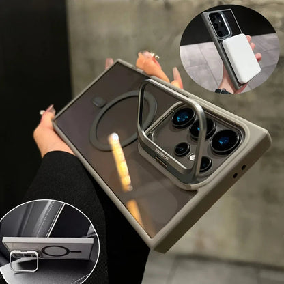 For Magsafe Hidden Holder Clear Case For Samsung Galaxy S25 S24 Ultra S22 Plus S23 FE Shockproof Magnetic Wirelesss Charge Cover RELUX.STORE