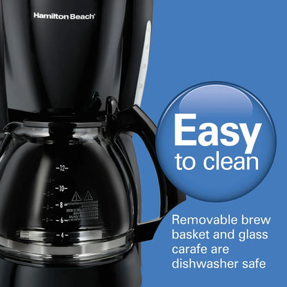 12 Cup Coffee Maker Automatic Shut-Off Water Level Indicator Easy Brew Programmable Coffee Machine Kitchen Appliance