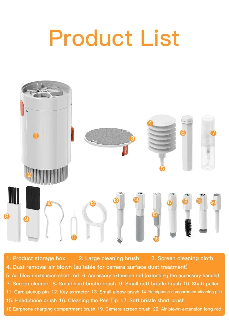 20 in 1 Laptop Keyboard Cleaning Tool Set Digital Camera Headset Mobile Phone Cleaner Kit Earphones Cleaning Pen Keycap Puller