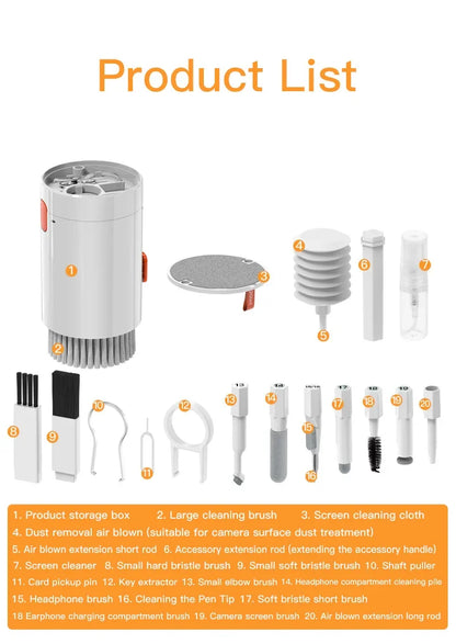 20 in 1 Laptop Keyboard Cleaning Tool Set Digital Camera Headset Mobile Phone Cleaner Kit Earphones Cleaning Pen Keycap Puller