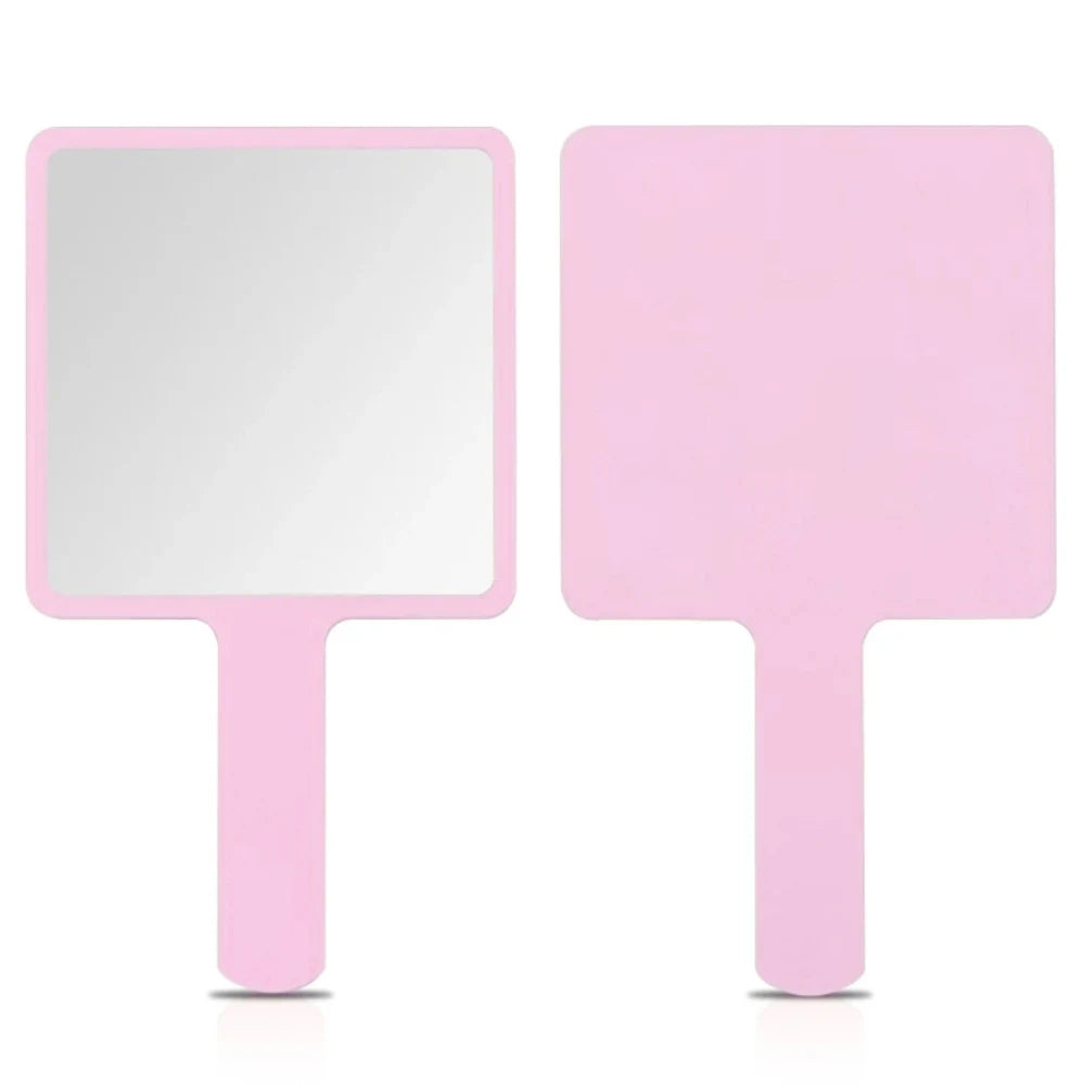 1Pcs Plastic Handle Handheld Makeup Vanity Mirror Portable Square Eyelash Extension Mirror Women Cosmetic Beauty Salon Supplies RELUX.STORE