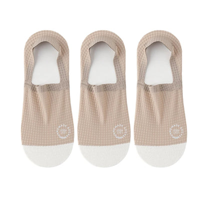 3Pairs Men's Invisible Socks Thin Breathable Comfortable High Quality Waffle Pattern Boat Sock Sweat-absorbing Casual Mesh Sox