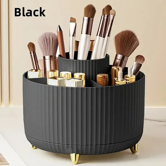 360° Rotating 5 Slot Makeup Brushes Holder Organizer Multi-Functional Desk Storage Cosmetics Storage for Vanity Desktop Bathroom RELUX.STORE