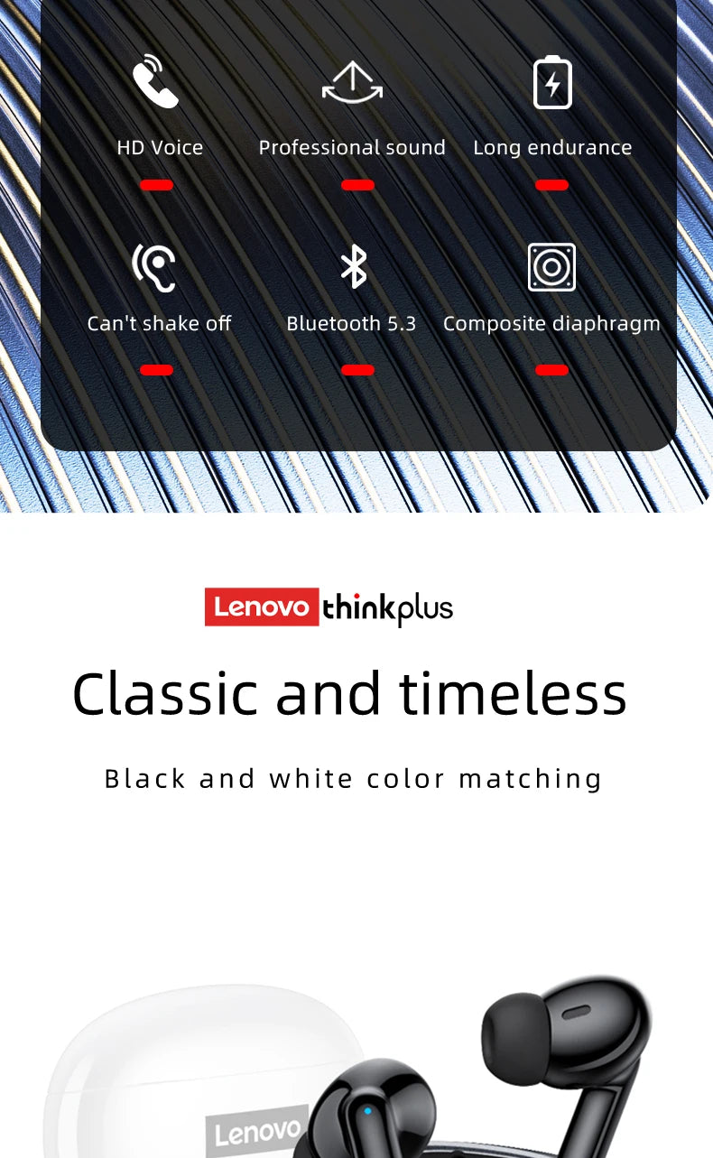 Lenovo Thinkplus XT88 in Ear Bluetooth Earphones with Dual Microphones, Stereo Noise Reduction, Bass HIFI Touch Earphones RELUX.STORE
