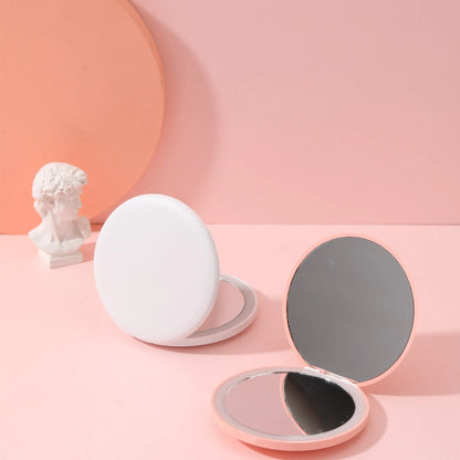 Personalized Small LED Light Cosmetic 2 Side Folding Makeup Compact Pocket Mirror Women Luminous Effect Pink White Mini Mirror