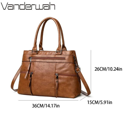 Elegant Handbag for Women High Quality Leather Top-Handle Bags Purse Ladies Shoulder Crossbody Bag Large Casual Tote 2025 Hot RELUX.STORE