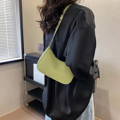 Retro Solid Color PU Leather Shoulder Underarm Bag Women's Fashion Handbags Hobos Purses and Handbag Ladies Crossbody Bags