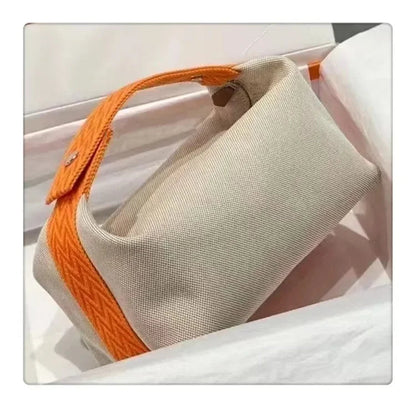 2024 New Large Capacity Canva Makeup Bag Soft Texture Fashionable Women's Shoulder Bag Color Blocking Handbag From China RELUX.STORE