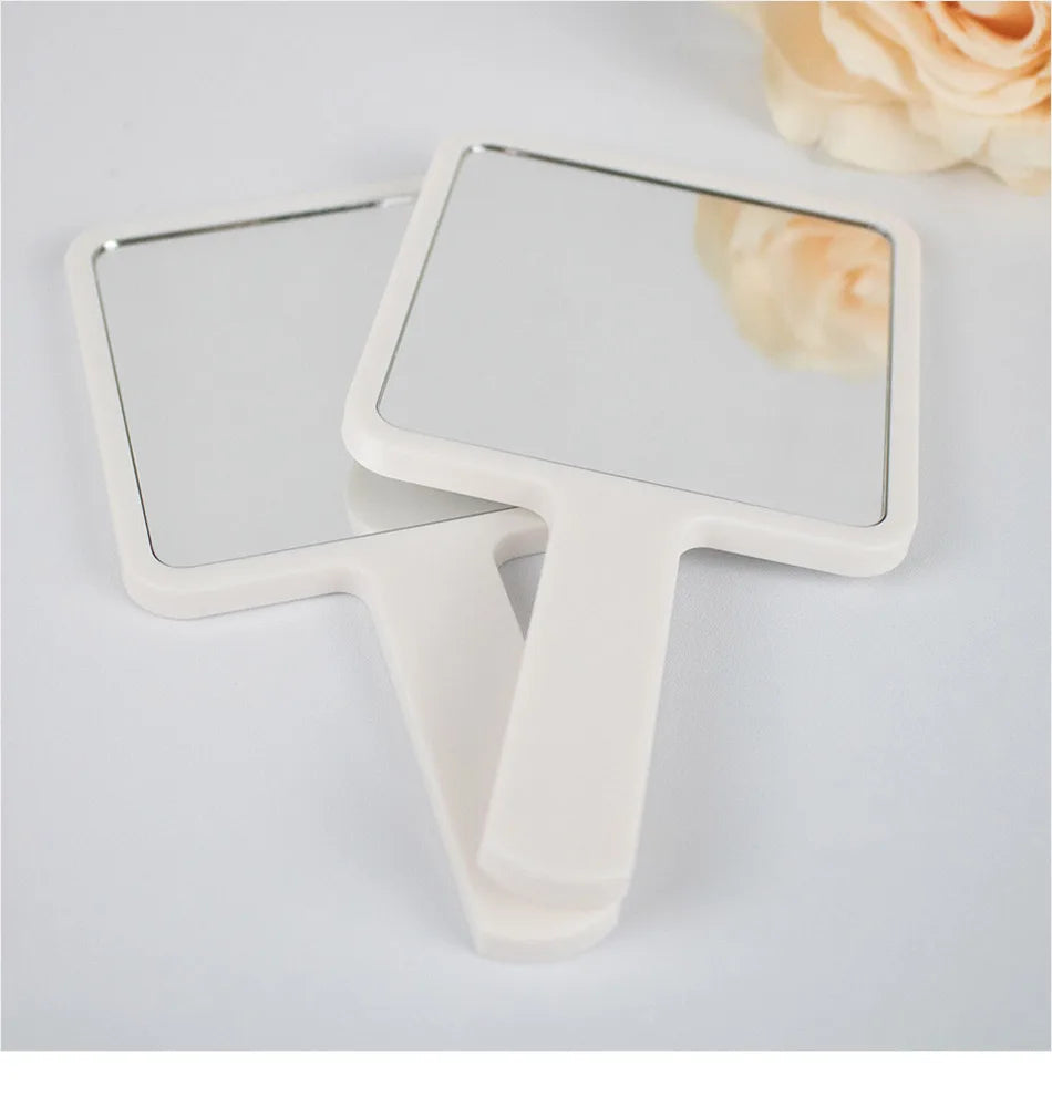 1Pcs Plastic Handle Handheld Makeup Vanity Mirror Portable Square Eyelash Extension Mirror Women Cosmetic Beauty Salon Supplies RELUX.STORE