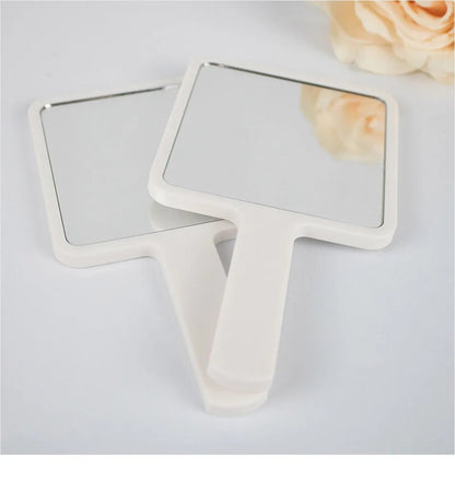 1Pcs Plastic Handle Handheld Makeup Vanity Mirror Portable Square Eyelash Extension Mirror Women Cosmetic Beauty Salon Supplies RELUX.STORE