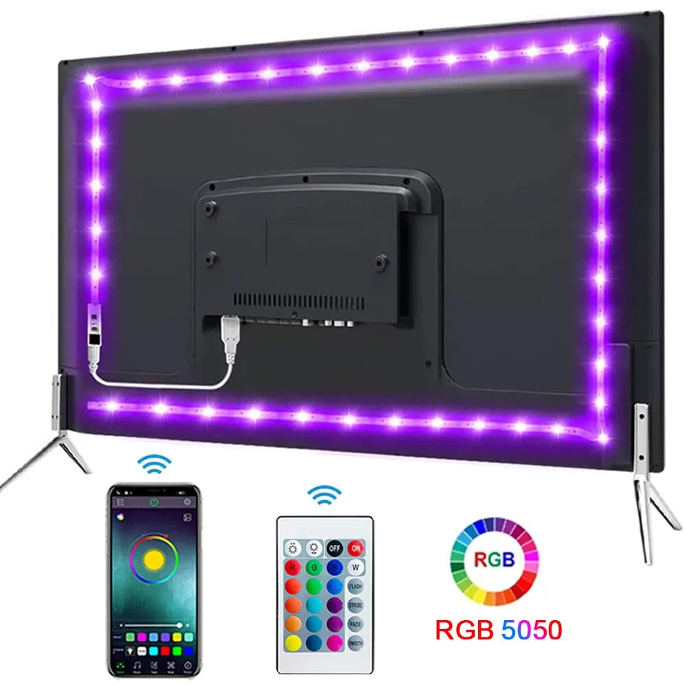 Bluetooth LED Strip Lights Smart SMD 5050 APP Remote Control Flexible Ribbon Diode Lamp Tape TV Backlights Game Room Home Decor RELUX.STORE