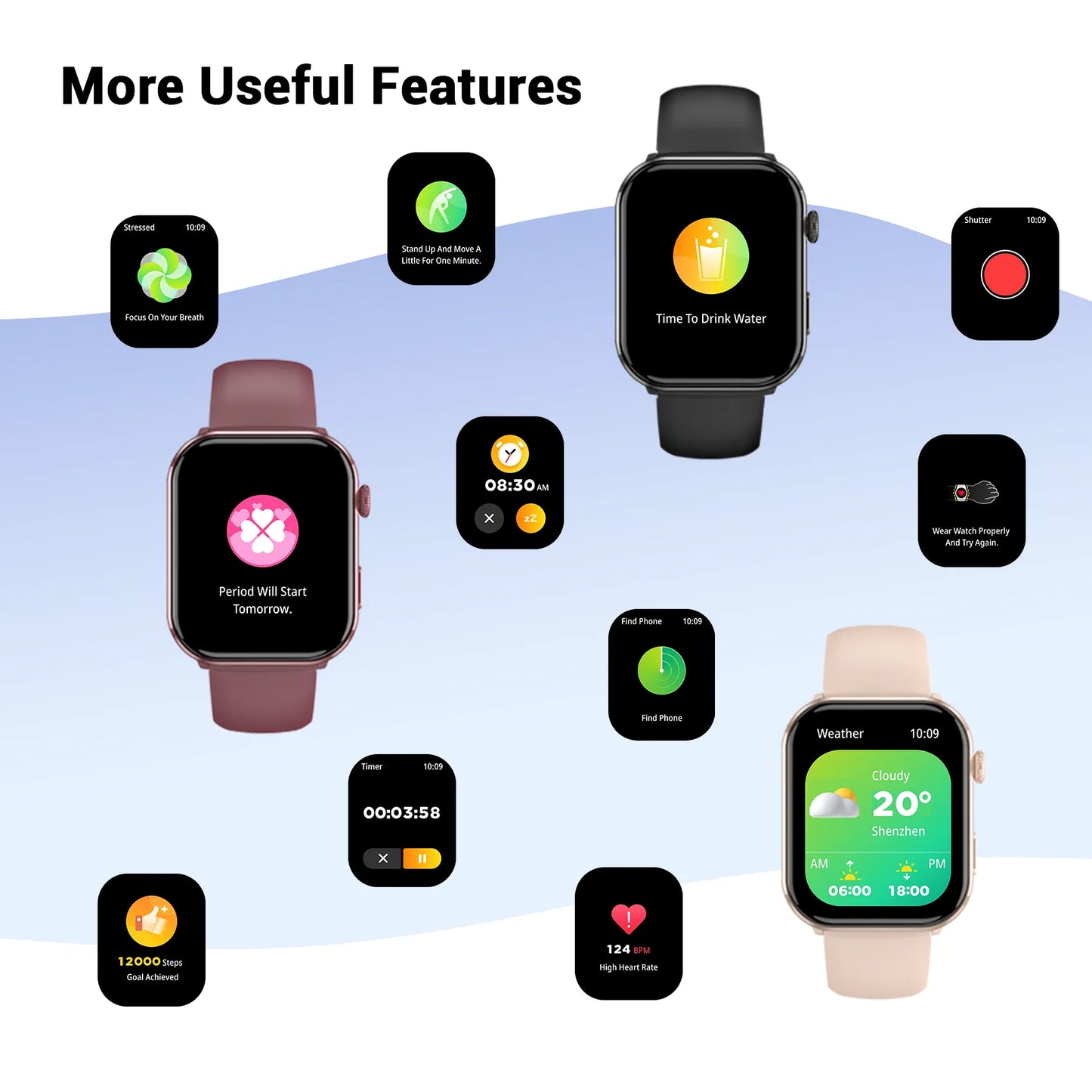 2025 Blackview R60 Bluetooth Call Smartwatch for Men Women 1.96'' AMOLED HD Screen Blood Oxygen Health Monitoring Fitness Watch