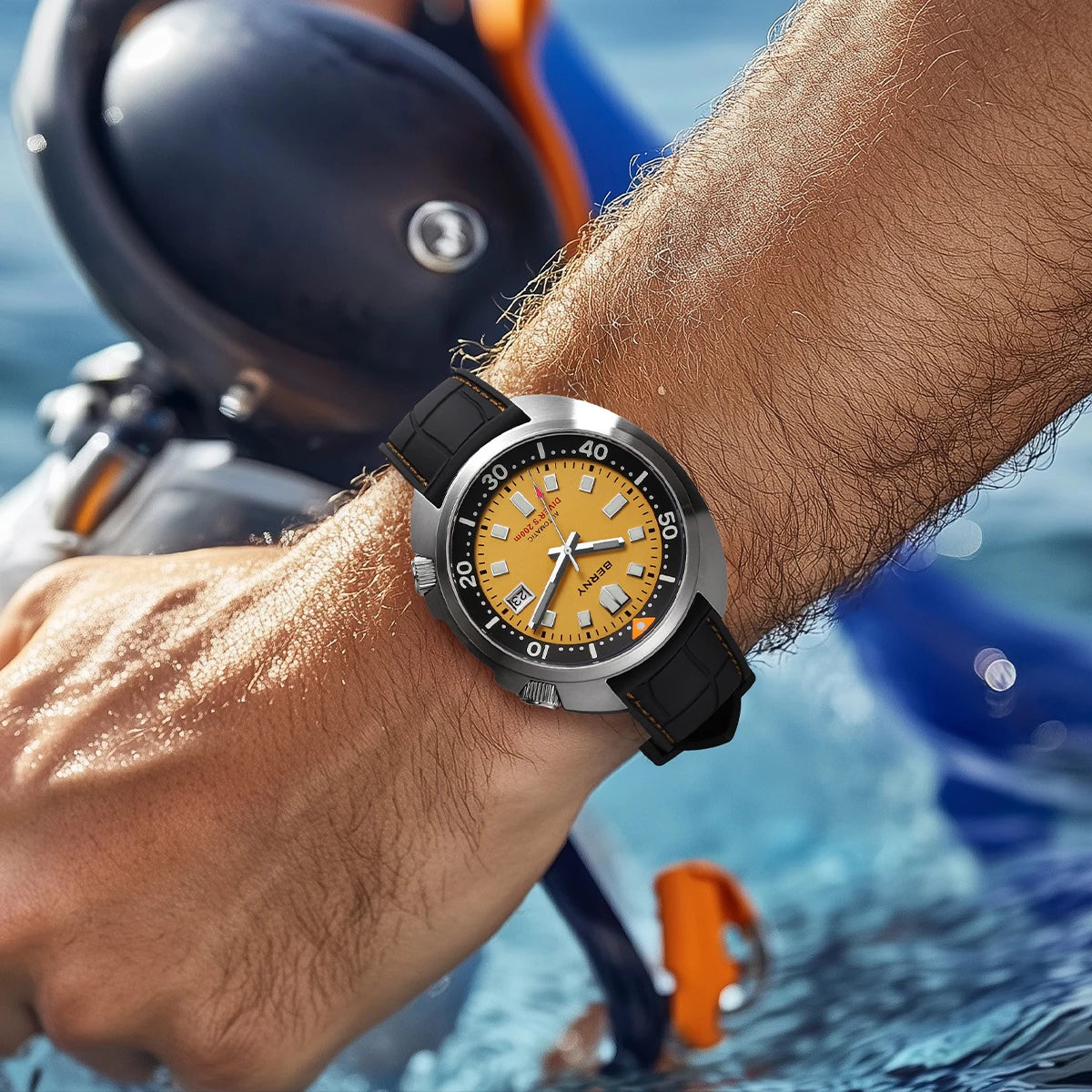 BERNY Automatic Diver Watch for Men Super Luminous Wristwatch Sapphire Sport Mechanical 20ATM 1970 Compressor Diving Men Watches