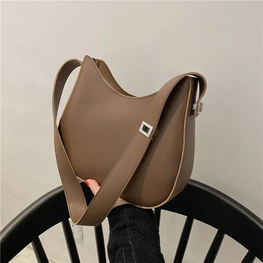New Trendy and Fashionable Shoulder Underarm Bag PU Leather Solid Color Tote Handbag Luxury Brand Female Portable Shoulder Bag RELUX.STORE