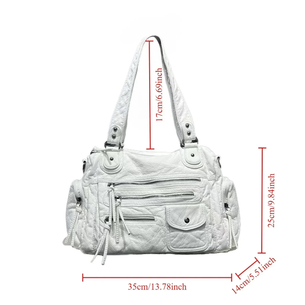 Ladies' fashion Y2K spicy girl retro vintage vintage vintage tote bag, large capacity vintage multi pocket shoulder bag