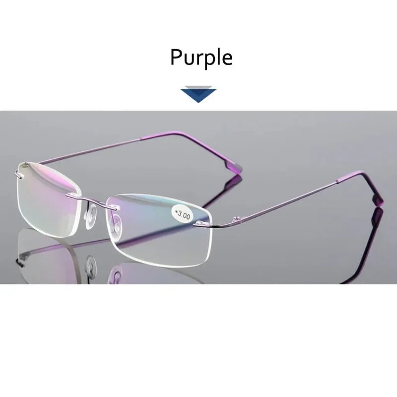 High Quality Titanium Frame Reading Glasses for Women and Men Anti Blue Light Presbyopia Eyewear with Diopter +1.0 To +4.0 RELUX.STORE