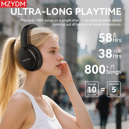 MZYDM DJ16 Foldable Wireless Headphones, Bluetooth Stereo Earphones Super Bass With Mic Noise Cancelling Headset For Iphone PC