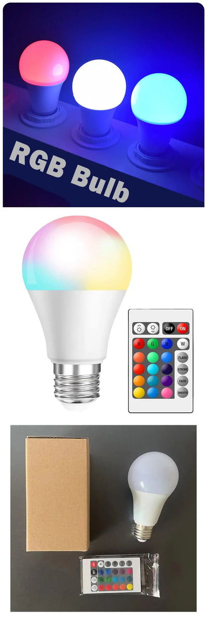 16 Colors RGB Bulb LED Multicolor Bulb E27 220V Household Lighting Dimmable 24 Key Remote Control Smart Lamp Atmosphere Light RELUX.STORE