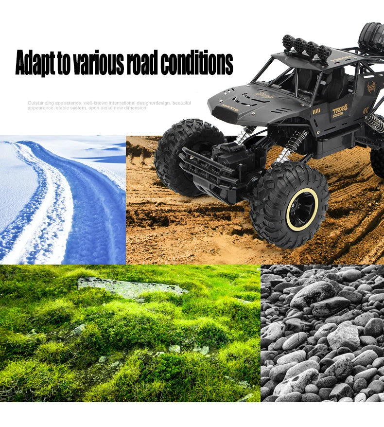 RC Cars Remote Control Car 1:12/16 Off Road Truck Metal Shell LED Headlights Offroad Monster RC Trucks 4WD All Terrain Toys Kids