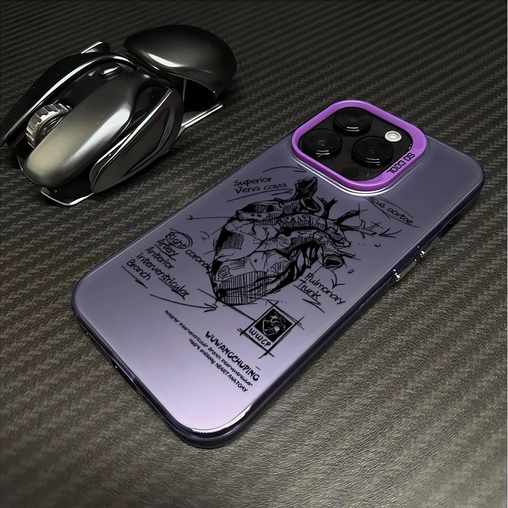 Creative Cardiovascular model Heart Medical Phone Case For iPhone 15 Pro Max 11 12 13 14 16 Pro XS XR 7 8 Plus Anti-drop Cover RELUX.STORE