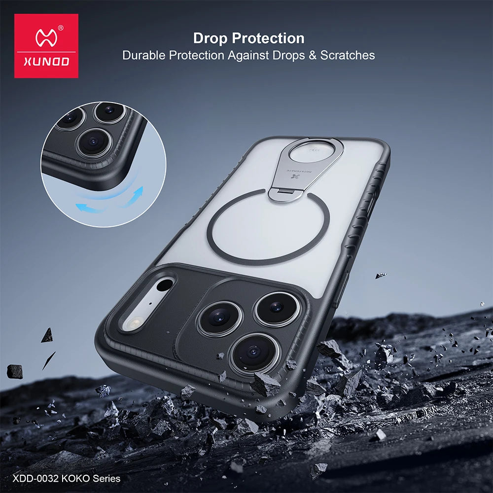 Xundd for iPhone 17 Pro Max 17 Pro 17 Air Magnetic Case with Kickstand,360° Fully Adjustable Stand Matte Transprent Phone Case RELUX.STORE