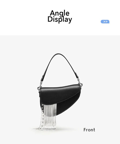 BAFELLI 2025 NEW LUXURY WOMAN BAGS LEATHER STYLISH INDIVIDUALITY FASHION TASSELS PURSE SHOULDER CROSSBODY HANDBAGS FEMALE SADDLE RELUX.STORE