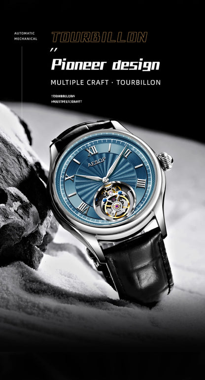 AESOP Official Watch Store Flying Tourbillon Movement Mechanical Wristwatches Skeleton Watches for Menes Luxury Waterproof 2025A