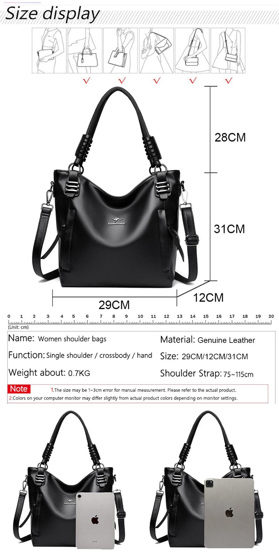 Luxury Soft Genuine Leather Handbag Fashion Women Shoulder Messenger Bag Solid Color Cowhide Tote Fashion Female Crossbody Sac RELUX.STORE