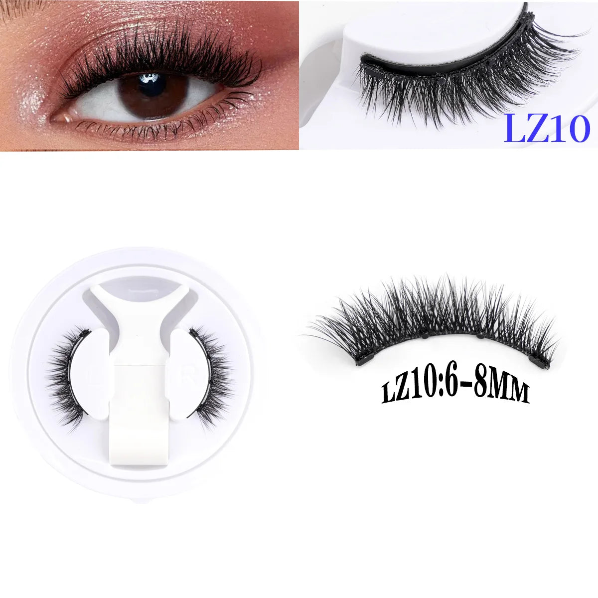2 Pairs Magnetic Eyelash Natural Look Fluffy False Eyelashes Reusable Magnetic Eyelash Set with Applicator No Glue Need Makeup RELUX.STORE