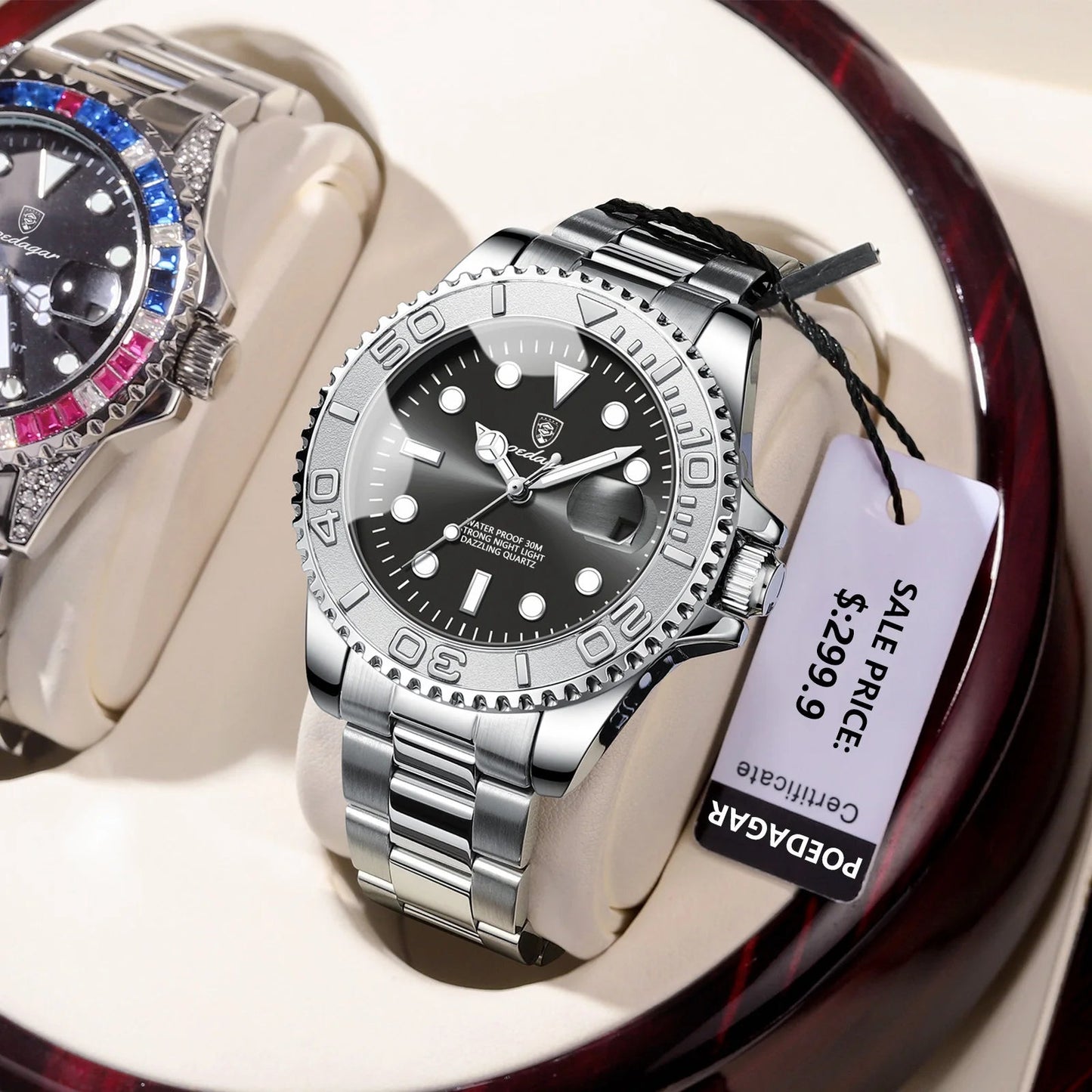 POEDAGAR Luxury Men Watch Business Quartz Man Clock Sports Waterproof Luminous Date Stainless Steel Men's Watches Male Reloj+box RELUX.STORE