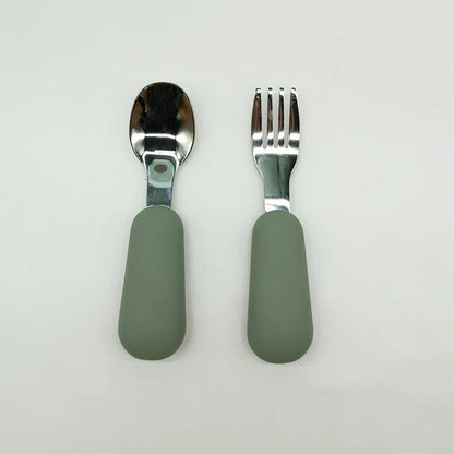 Baby Gadgets Tableware Set Children Utensil Stainless Steel Toddler Dinnerware Cutlery Cartoon Infant Food Feeding Spoon Fork